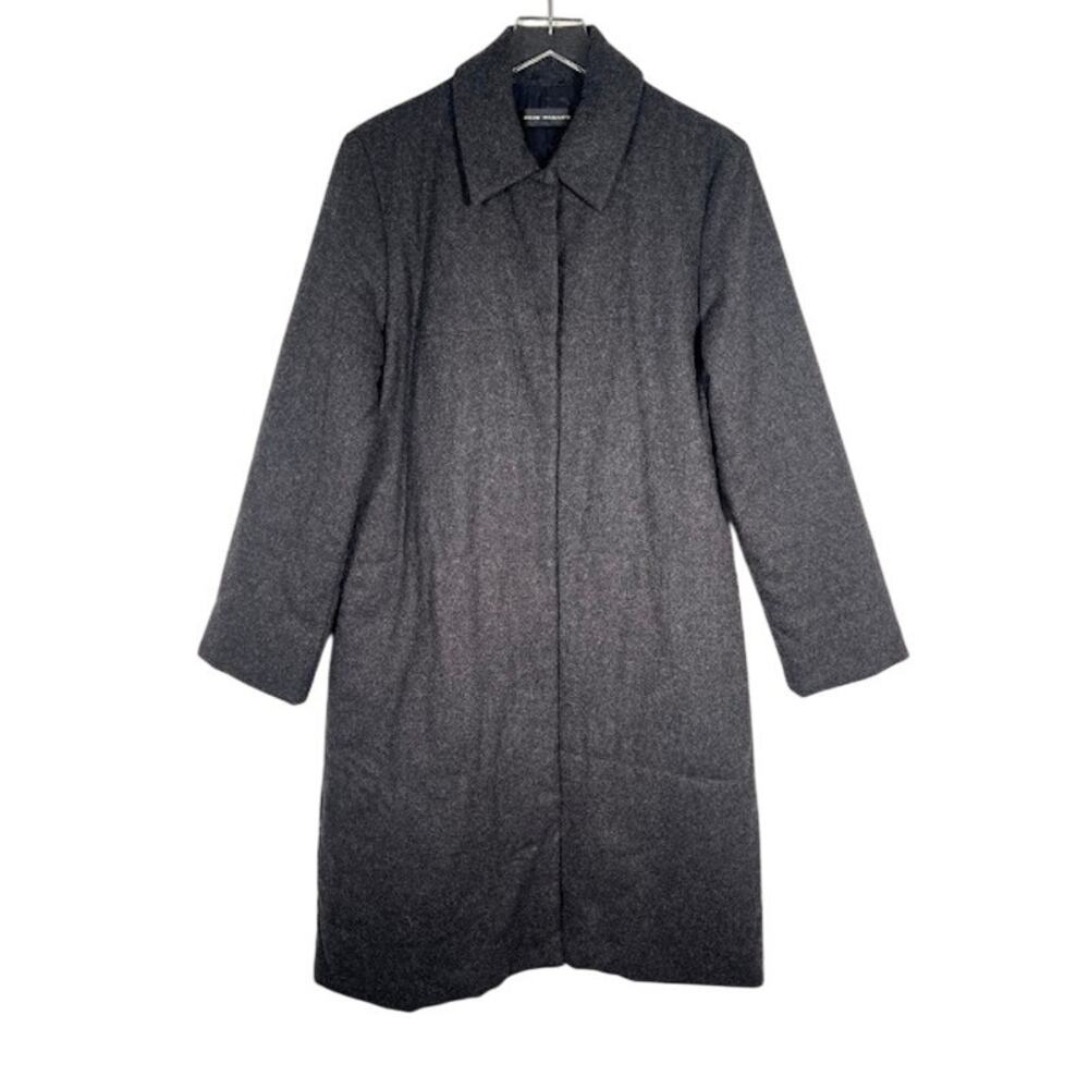 Club Monaco Women's Wool Long Over Coat S Charcoal Gray Snap Button Winter
